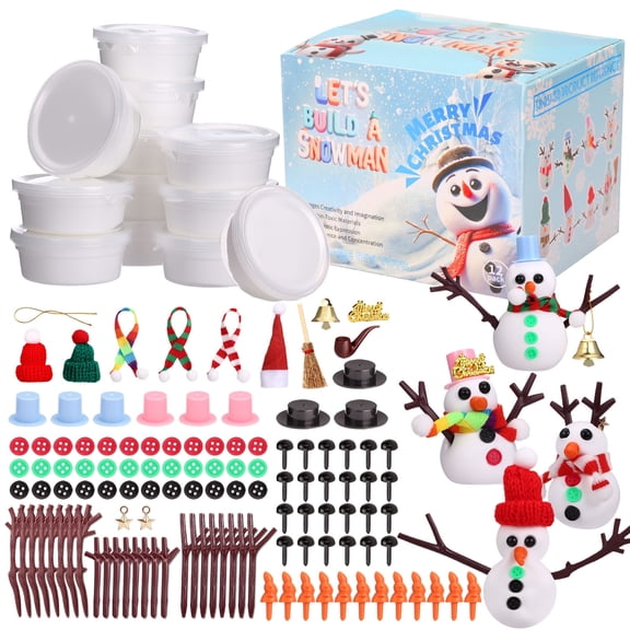 Naler 12 Pack Build a Snowman Kit Snowman Crafts for Kids,Modeling Clay Snowman DIY Kit, Christmas Stocking Stuffers for Kids,Christmas Crafts Xmas Gift