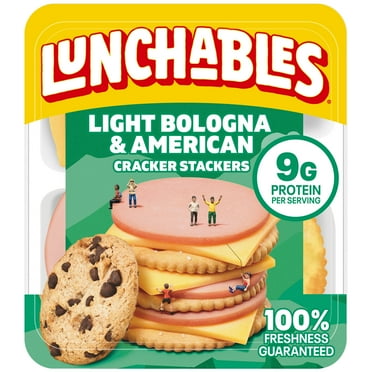Lunchables Light Bologna & American Cheese Cracker Stackers Snack, 3.1 oz Tray, Refrigerated, Whole