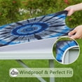 thumbnail image 6 of Blue White Tie Dye Spiral Pattern Square Fitted Tablecloth with Elastic Edge,Square Table Cover,Washable Elastic Table Cover for Home Kitchen Party Decor 36"x36", 6 of 6