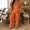 Orange, variant on Morttic Women's Embroidered V Neck Long Sleeve Top and Wide Leg Pants Set – Boho Ethnic Two Piece Casual Outfit Apricot,S