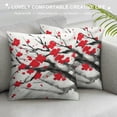 thumbnail image 3 of Nawypu  Nature Throw Pillow Cushion Case Sakura Blossom Japanese Cherry Tree Garden Summertime Vintage Cultural Print, Modern Accent Double-Sided Digital Printing,  Grey Vermilion, 3 of 5