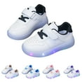 thumbnail image 4 of XIMIN Toddler Sole Rubber Glitter Sneakers LED Light Up Shoes with Adjustable Hook & Loop No Lace Flat Walking Sport Shoes Baby Boys Girls Cute Breathable Shoes, 4 of 8