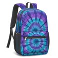 thumbnail image 2 of Blue and Purple Tie Dye Pattern 17" School Backpacks for Teens,Waterproof Oxford Fabric,S-Shape Padded Straps for School,Travel,Hiking,Camping, 2 of 6