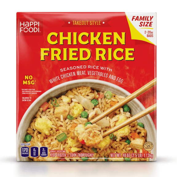 Happi Foodi Chicken Fried Rice, Frozen Family Size, 40 oz (Two 20 oz bags)