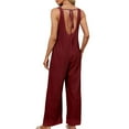 thumbnail image 3 of FAIWAD Rompers for Women Casual Knit Sleeveless Wide Leg Long Pants Overalls Summer Loose Jumpsuit with Pockets, 3 of 8