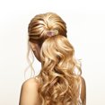 thumbnail image 2 of Unique Bargains 1 Pc Ponytail Buckle Hair Clip Hollow Hair Ponytail Cuff for Women Gold Tone Brown, 2 of 5