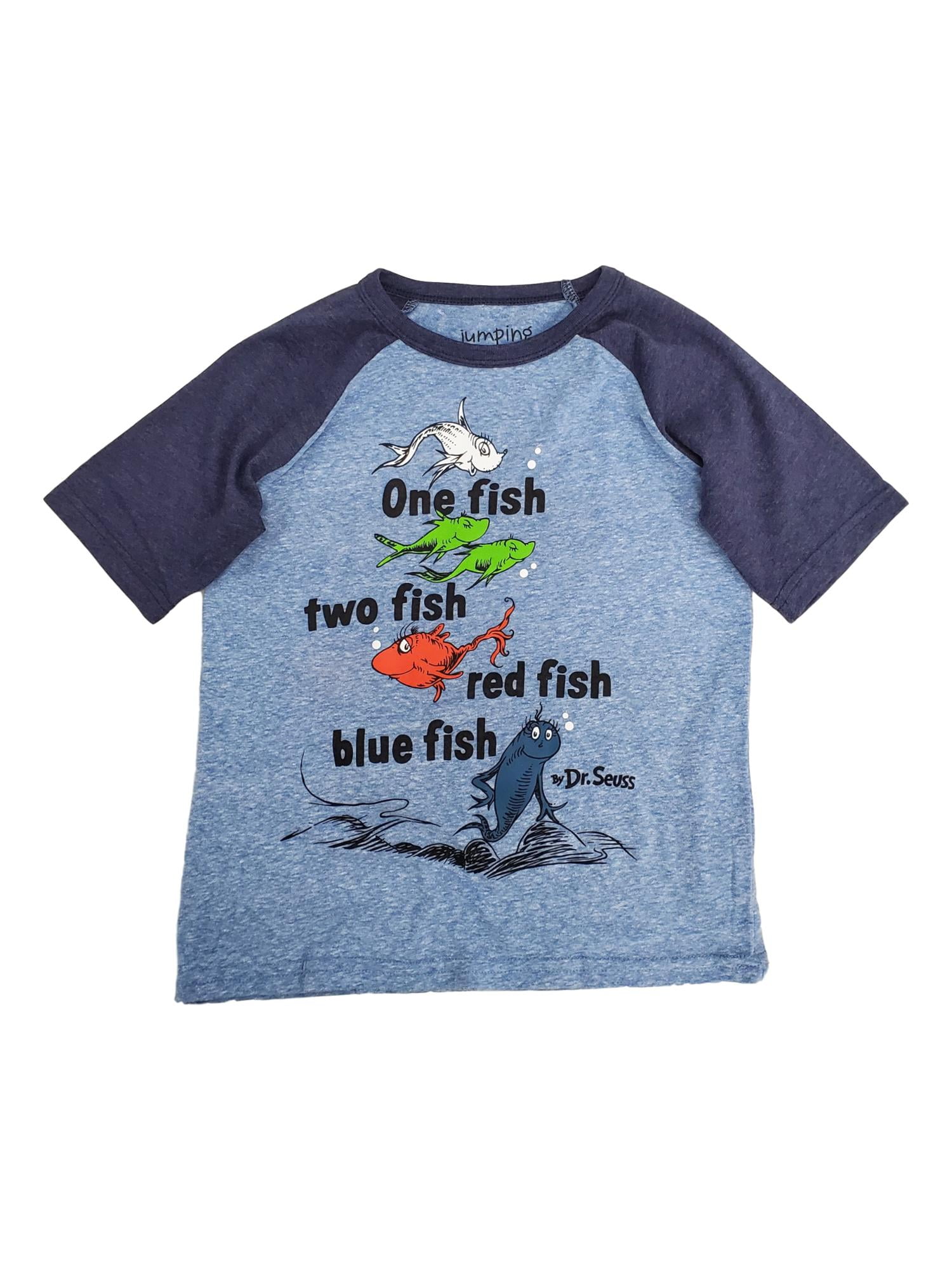 Dr. Seuss - Dr Seuss Boys Blue Short Sleeve One Fish Two Fish Tee Shirt