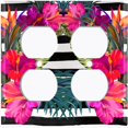 thumbnail image 3 of Metal Light Switch Plate Cover Hibiscus Flower Wreath Zebra Stripes FLW030, 3 of 13