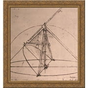Design for a parabolic compass 24x20 Gold Ornate Wood Framed Canvas Art by Leonardo da Vinci