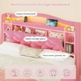 thumbnail image 4 of Full Princess Beds for Girls with LED Lights & Charging Stations, Full Size Upholstered Storage Bed Frame with Bookcase Headboard and 4 Drawers, Girls Platform Bed Frame, No Box Spring Needed, 4 of 9