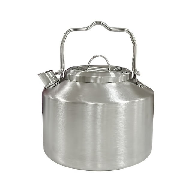 Bouilloire Portable en Acier Inoxydable 18L pour Camping et Randonnée, Poignée Noire, Théière pour Cuisson à l'Eau Chaude et Barbecue