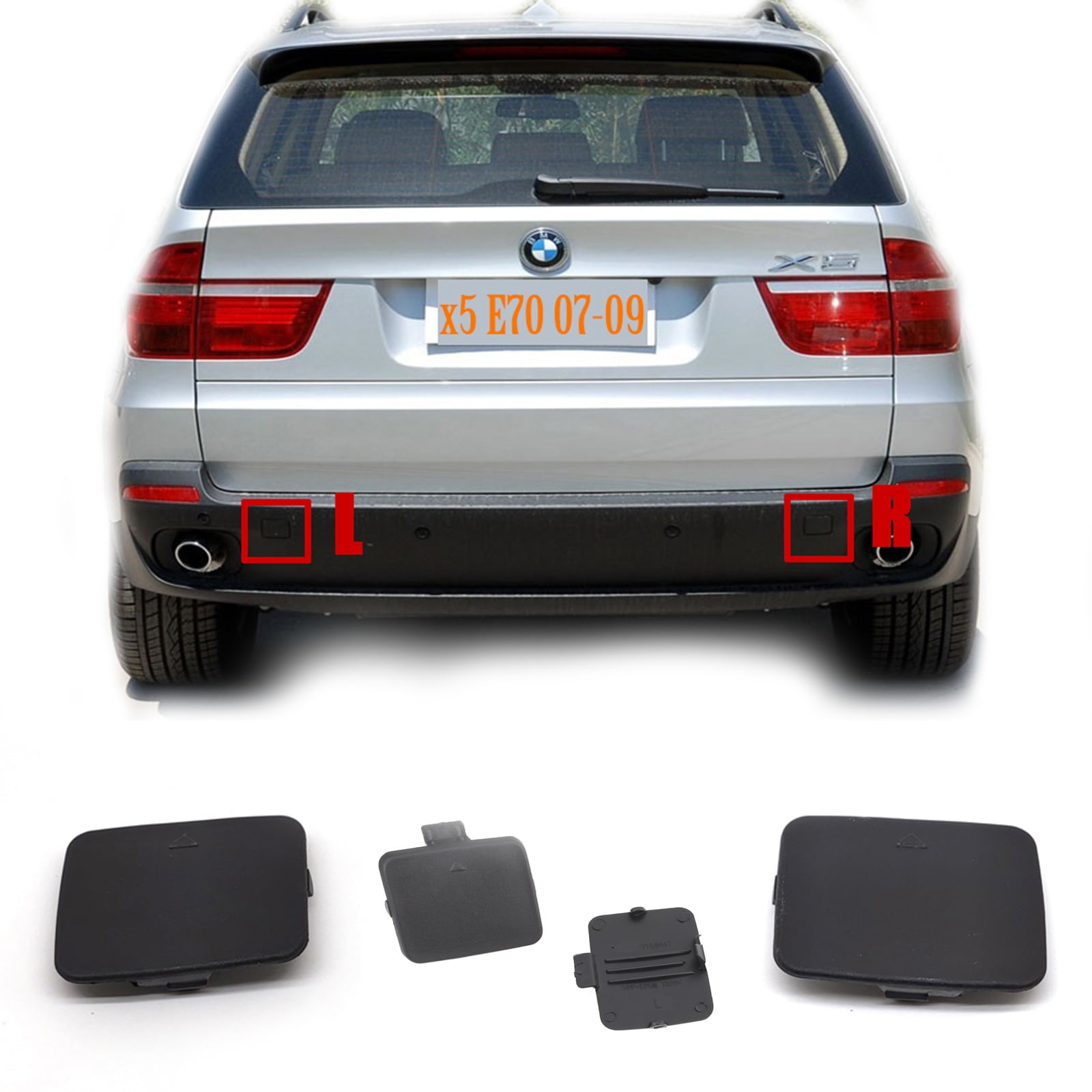 Trimla 2PCS Rear Tow Cover for 07-13 BMW X5 M-sport E70 Fit 3.0d