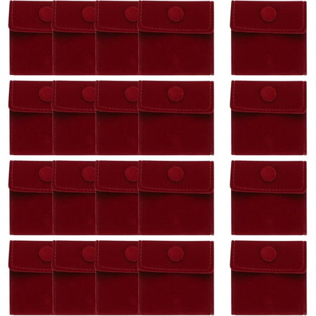 NANAHuang 20 Pcs Velvet Jewelry Pouches with Snap Button 2.8x2.8 Inches  Soft Jewelry Pouches Storage Bags Small Velvet Gift Bags for Rings Necklace Bracelet Earring Watch  Grey