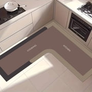 L-Shaped Kitchen Mat Set, Anti-Fatigue Cushioned Floor Rug, Water Absorbent and Oil-Resistant Corner Carpet for Cooking Area 47.2x29.5x17.7in