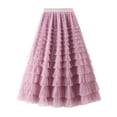 thumbnail image 2 of Gupgi Women Tutu Long Skirts Multilayer Solid Color High Waist Mesh Swing Cake Skirt, 2 of 6