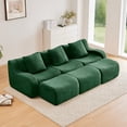 thumbnail image 2 of Miekor Furniture Three-Seat Boneless Sofa High-Quality Teddy Fabric ,No assembly required Curved armrest Anti-slip Design Ergonomic design, Assembly Chaise 32D High Density Sponge living rooms No3984, 2 of 9