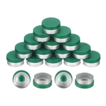 Uxcell 13mm Flip Off Caps 200PCS Seals Burr-Free Flip Off Top Caps for Glass Vial Bottles, Green/Silver