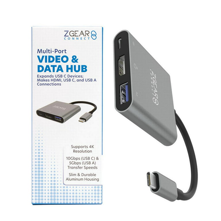 ZGEAR Connect 3-Port (USB A, USB C, HDMI) USB Data Hub and Adapter 