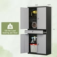 thumbnail image 3 of STANI Metal Garage Storage Cabinets with Drawer, 4 Doors Tool Storage Cabinet with 2 Adjustable Shelves, 71" Steel Locking Locker for Garage Utility Room Home Office (Black Gray, 0 Wheel), 3 of 7