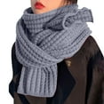 thumbnail image 2 of Womens Winter Scarves, Duoif Women's Solid Color Knitted Wool Scarf for Women Grey, 2 of 5