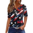 thumbnail image 2 of Patriotic Shirts for Women Red White Blue Graphic V Neck Tshirt Casual Comfortable Summer Top 4th of July Clothes, 2 of 6