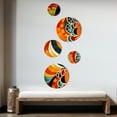 thumbnail image 3 of Designart "Harmonious Shapes in Orange Abstraction I" Modern Geometric Metal Wall Art Set of 5 Piece, 3 of 5