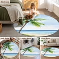thumbnail image 6 of Round Area Rug 8ft,Seaside Beach Palm Trees Washable Carpet Non-Slip Runner Accent Rugs Indoor Floor Mat for Bedroom Living Room Decor,Summer Tropical Ocean, 6 of 9