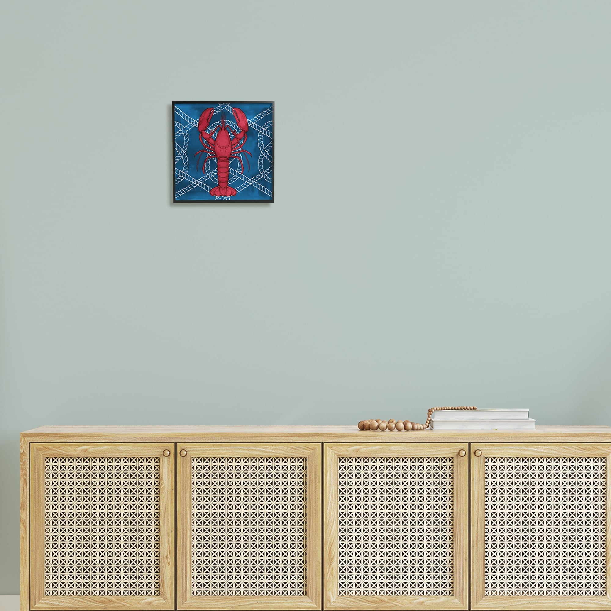 Stupell Industries Red Lobster Outline Rope Pattern Ocean Life Graphic Art White Framed Art Print Wall Art, Design by Ziwei Li