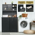 thumbnail image 6 of TLSUNNY Freestanding Trash Cabinet, Double Tilt-Out Garbage Can Storage Cabinet w/ Shelves & Drawer for Home, 6 of 10