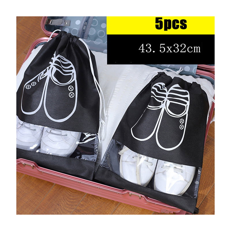 5pcs Draw String Travel Bag Non-woven Fabric Waterproof Shoe Storage Pouch 