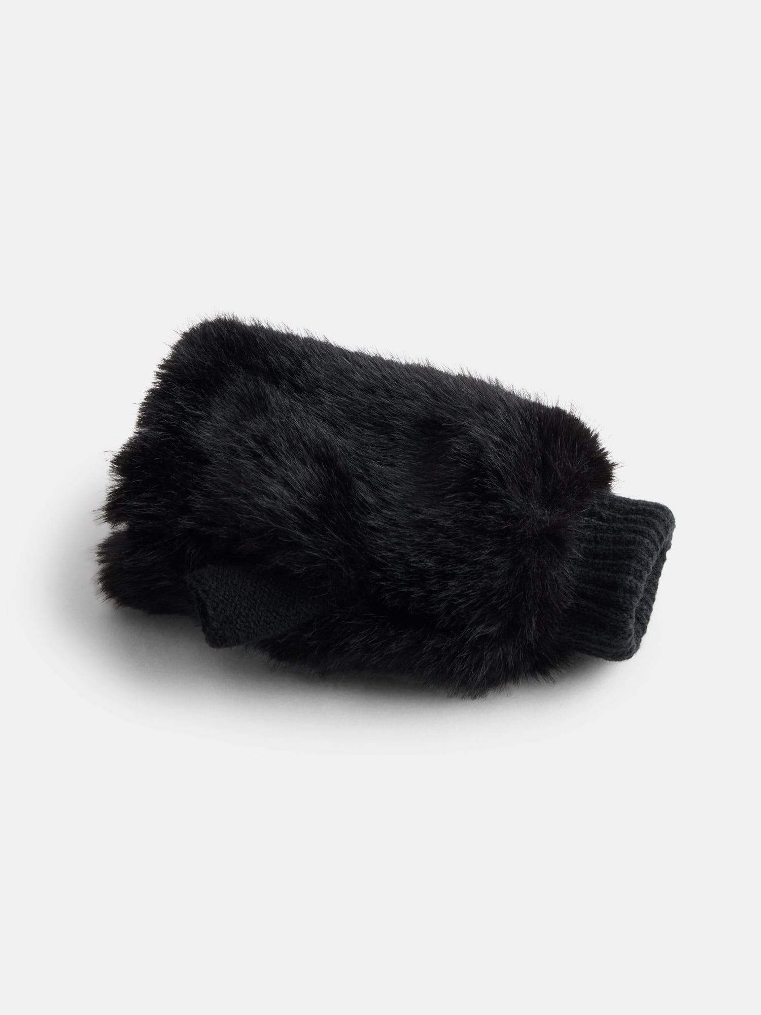 MNYC Women's Faux Fur Gloves, Black