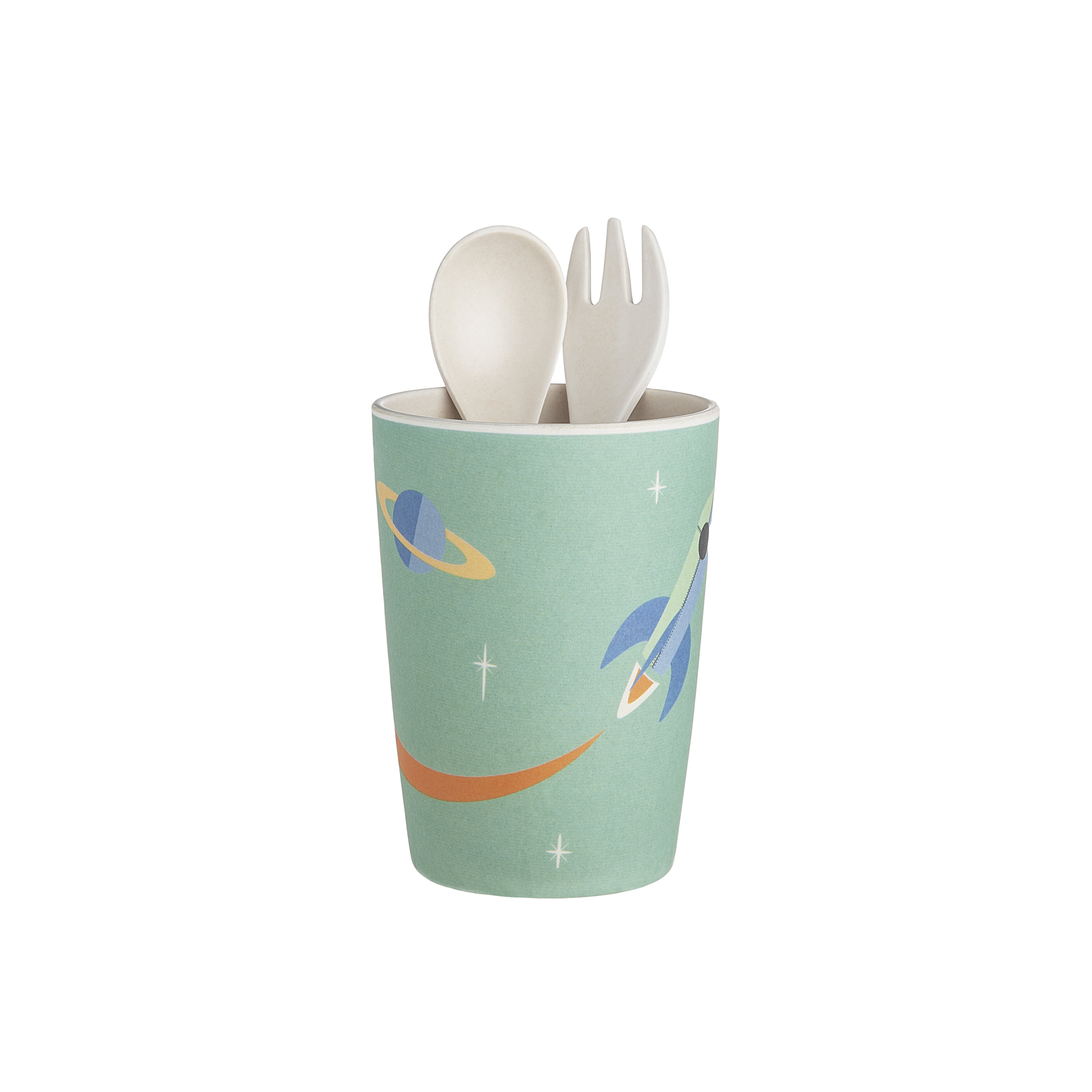 Monbebe 5 Piece Bamboo Mealtime Set, Rocket