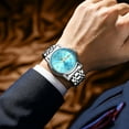 thumbnail image 6 of OLEVS Watches for Men Classic Business Dress Analog Quartz Stainless Steel Waterproof Luminous Date Diamond Mens Wrist Watches Relojes De Hombre,Gold/Blue/Black Dial, 6 of 10