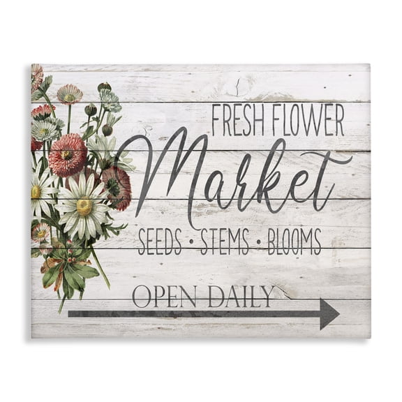 Stupell Industries French Country Planked Style Fresh Flower Market Canvas Art, 20 x 16, by Anne Bailey