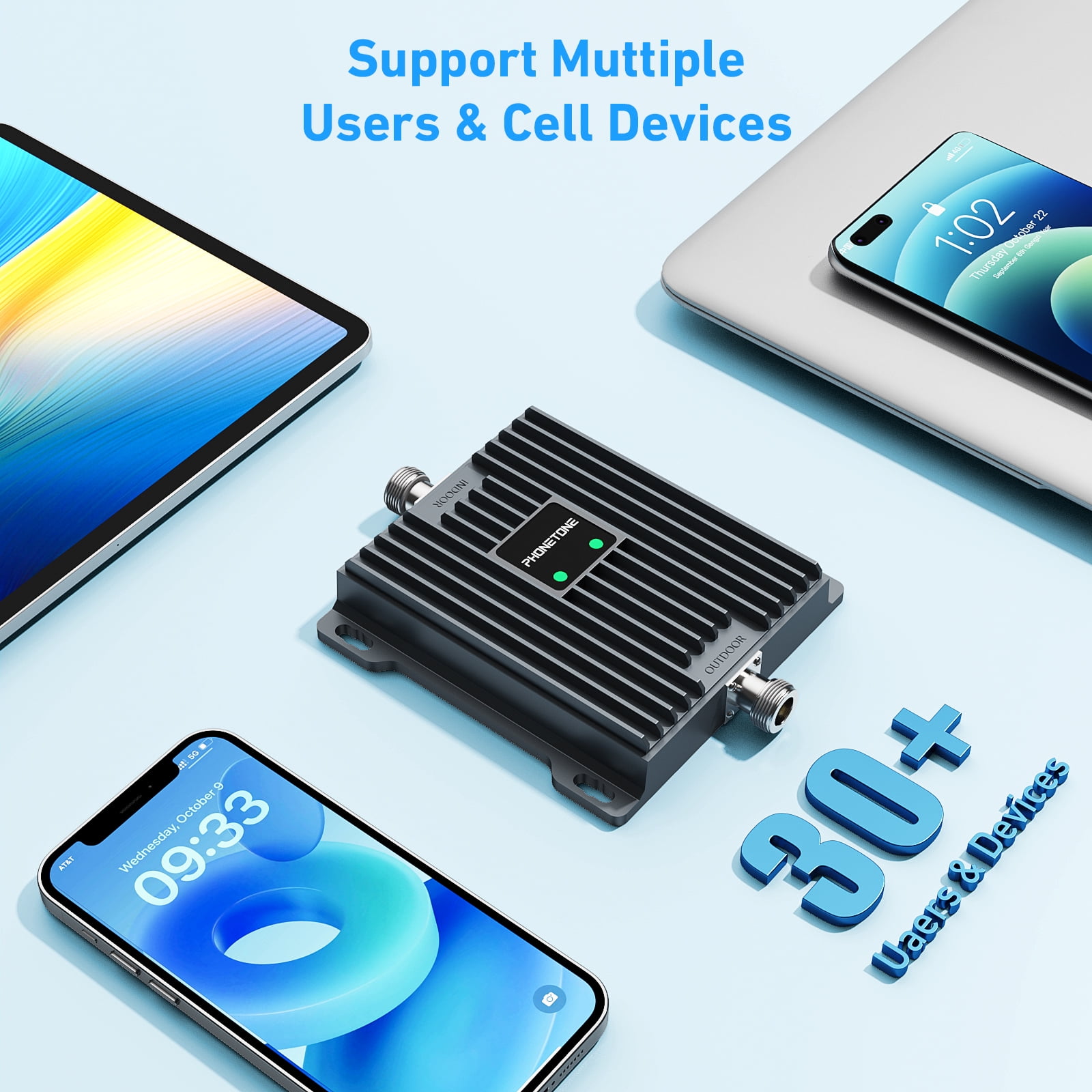 Phonetone Cell Phone Booster for Home, Support Band 12 13 17, Boost 5G/4G Signal ,4500sq ft, High Gain Directional Antennas, FCC Approved