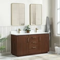 thumbnail image 3 of Vinnova San 60" Double Sink Wood Bath Vanity with Grain Stone in Natural Walnut, 3 of 16