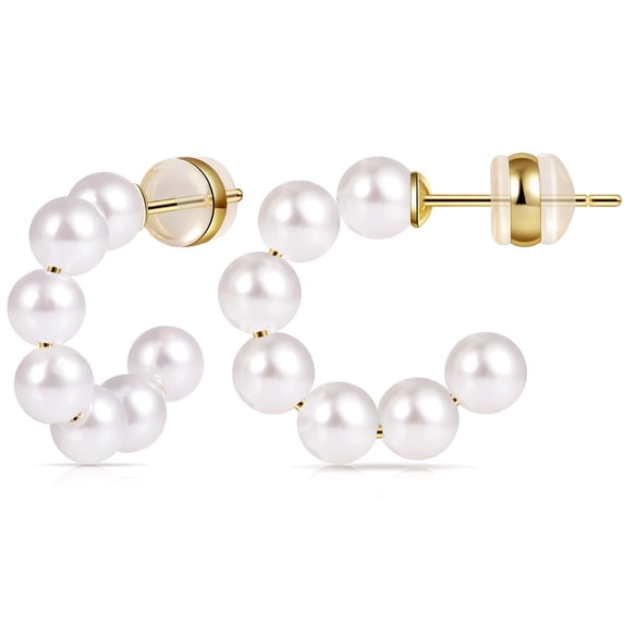 FOAUUH Pearl Hoop Earrings for Women with 925 Sterling Silver Post