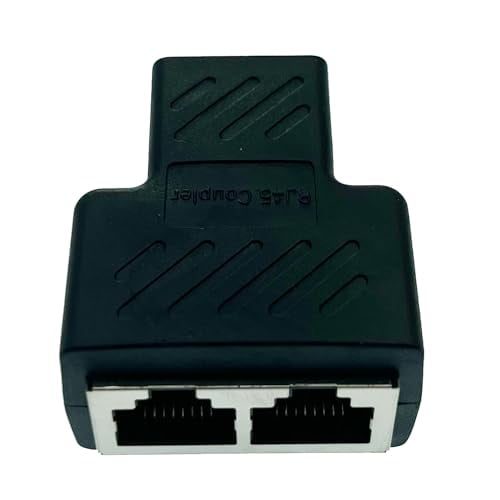 RJ45 Ethernet Splitter Adapter,RJ45 Coupler Female 1 to 2 Female Socket Adapter Ethernet Cable &LAN Internet Splitter for Cat5 Cat5e Cat6（Pack of 1）