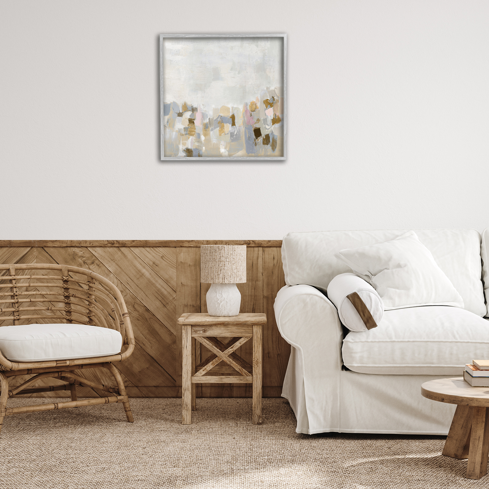 Stupell Industries Beige Southwestern Rustic Abstract Painting Gray Framed Art Print Wall Art, 24 x 24