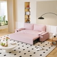 thumbnail image 2 of 70" Sleeper Sofa with Pull Out Bed,3-in-1 Velvet Convertible Sofa Bed with Side Storage,Queen Size Sleeper Sofa Loveseat with Adjustable Backrest and 2 Pillows for Living Room,Pink, 2 of 7
