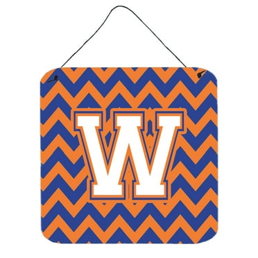 Letter W Chevron Blue and Orange 3 Wall or Door Hanging Prints