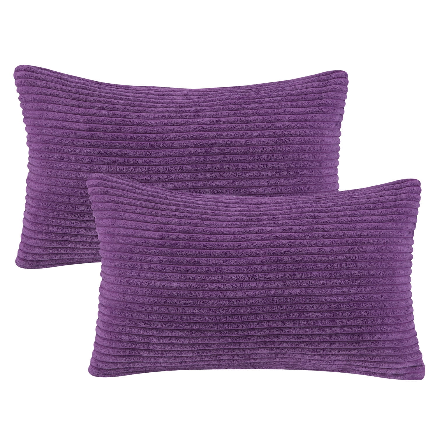 Phantoscope 20 in x 12 in Cozy, Stylish, Concise Solid Print Living Room, Bedroom Corduroy Decorative Pillow Case, Removable Cover (2 Count)