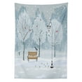 thumbnail image 3 of Ambesonne Winter Tablecloth Rectangular Table Cover, Snow in Park Xmas Trees, 60"x84", White and Blue, 3 of 4