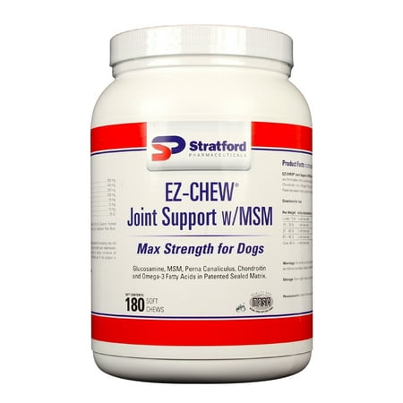 EZ-CHEW Max Strength Joint Support with MSM Soft Chews for Dogs (180 (Best Pet Health Max Joint Support)