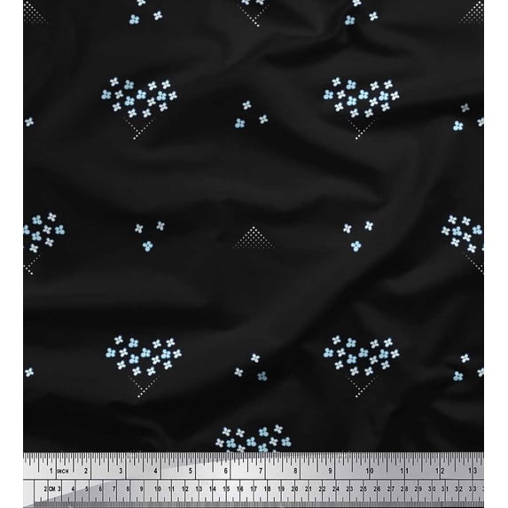 Soimoi Rayon Fabric Dot & Floral Artistic Print Fabric by the Yard 56 Inch Wide