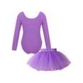 thumbnail image 4 of ZDHoor Girls Gymnastics Ballet Dance Dress Long Sleeve Leotard with Tutu Skirt Ballerina Outfit Lavender 6, 4 of 7