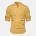 thumbnail image 6 of ZZHZGZ 4Th of July Oversized Men Men's Fashion Solid Color V Neck Long Sleeved Shirt Loose Casual and Linen Men's Shirt Fourth of July Graphic Shirts for Men M, 6 of 8