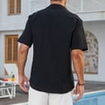 thumbnail image 5 of Men's Cuban Guayabera Shirt Short Sleeve Button Up Cotton Linen Shirt for Beach Casual Wear, 5 of 8