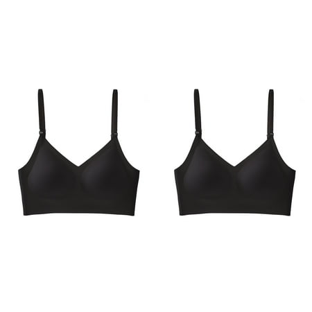 (2-Pack) Rinsvye Low Back Bra for Bra Pack for Women Wirefree Seamless Bra Pack Bras for Women Backless Multiway Straps Convertible Bra Womens Halter Bra with Padded Small Bras Removeable