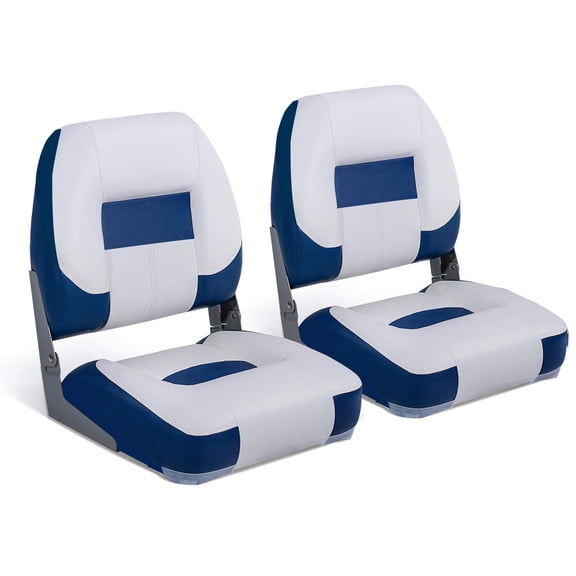 Seamander Deluxe Folding Boat Seat, White/Blue, 2 seats